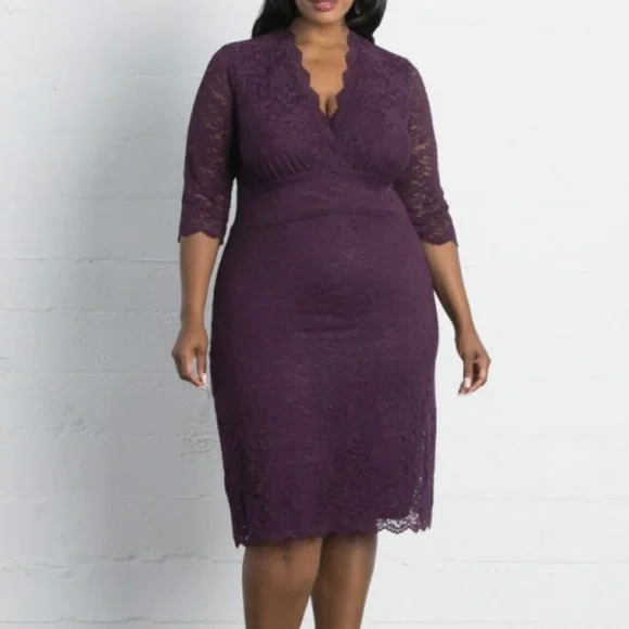 chinese dress ladies Kiyonna Women's Scalloped Boudoir Lace Cocktail Dress